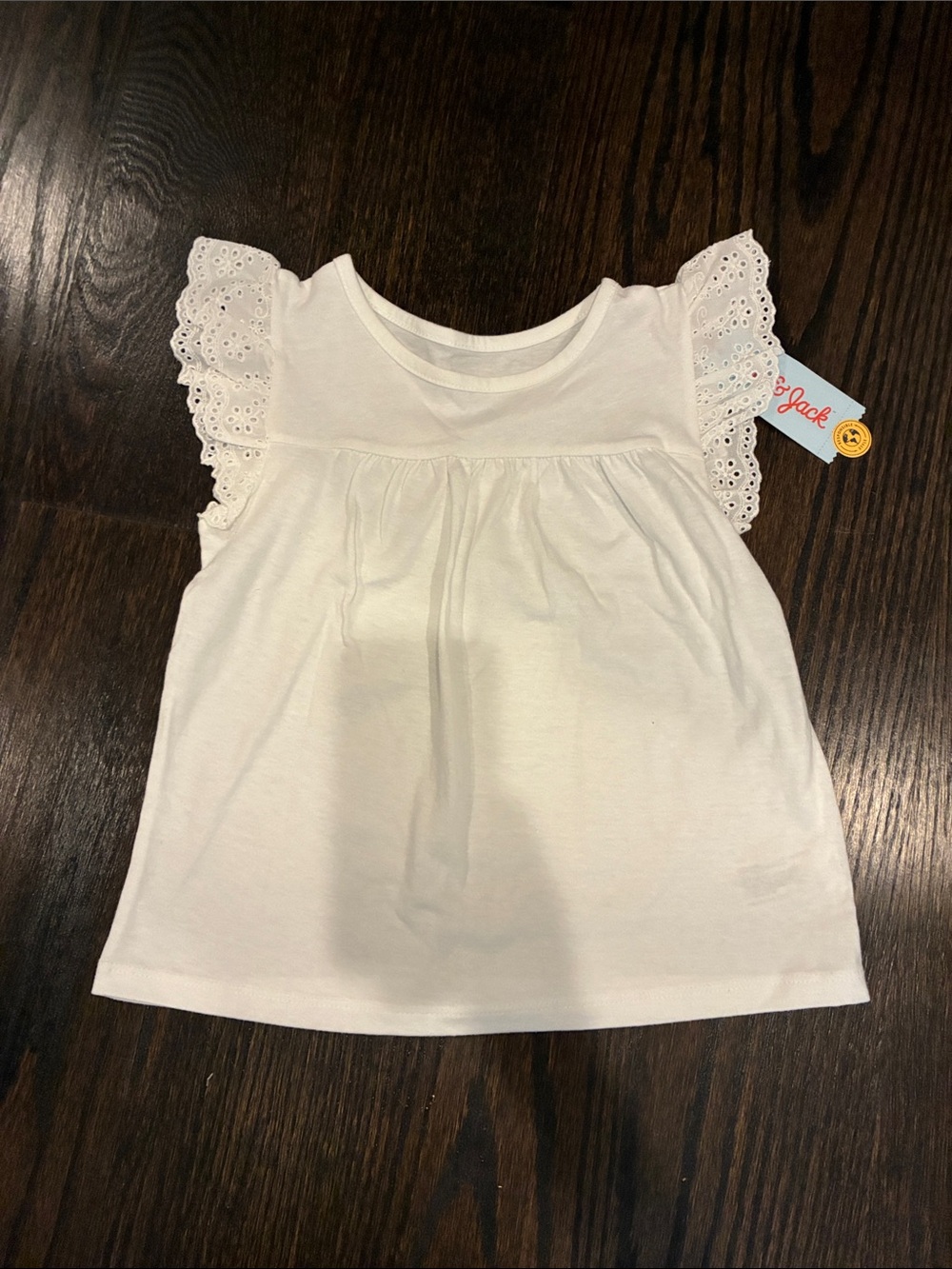 White Eyelet Flutter Sleeve Top - girls